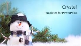 Presentation with snowman - Slides consisting of winter holiay blue - festive snowman in seasonal setting background and a cool aqua colored foreground