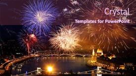 Presentation with holiday destination - Slide set consisting of winter holiday destination budapest fireworks over hungarian parliament - new year in the city background and a tawny brown colored foreground