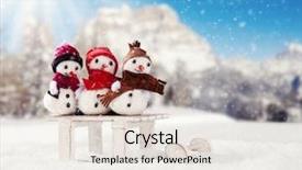  Presentation with happy birthday frame holiday - PPT theme with winter holiday happy snow men background and a sky blue colored foreground