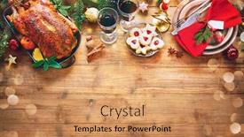  Presentation with christmas candles - Beautiful slides featuring winter-holiday-table-served backdrop and a coral colored foreground