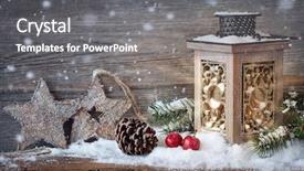  Presentation with lantern - PPT layouts with winter holidays - burning lantern in the snow background and a gray colored foreground