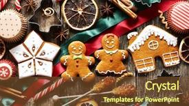  Presentation with cookies christmas - Beautiful slides featuring winter holidays - christmas homemade gingerbread cookies backdrop and a tawny brown colored foreground