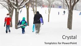  Presentation with hill - Cool new PPT theme with winter holidays - sledding hill backdrop and a white colored foreground