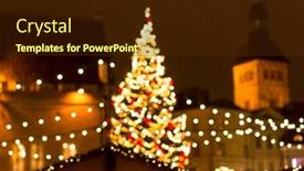  Presentation with town hall - Slide set enhanced with hall square in tallinn estonia background and a tawny brown colored foreground