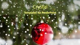  Presentation with snow tree - PPT layouts consisting of winter holidays and decoration concept - red christmas ball on fir tree branch covered with snow background and a tawny brown colored foreground