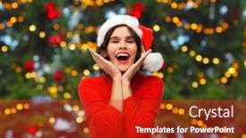  Presentation with emotions - Cool new slide deck with winter-holidays-and-emotions-concept backdrop and a crimson colored foreground