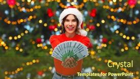  Presentation with money tree - Slide deck featuring winter-holidays-and-finance-concept background and a tawny brown colored foreground