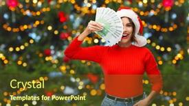  Presentation with money tree - PPT theme enhanced with winter-holidays-and-finance-concept background and a tawny brown colored foreground