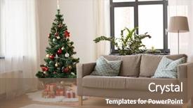  Presentation with christmas holidays - Presentation theme featuring winter holidays and interior concept background and a violet colored foreground