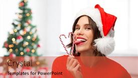  Presentation with christmas candy - Amazing slide set having winter-holidays-and-people-concept backdrop and a red colored foreground