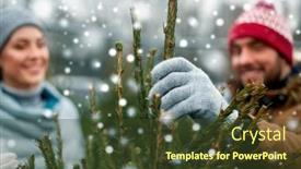  Presentation with snow tree - Beautiful PPT theme featuring winter-holidays-and-people-concept backdrop and a tawny brown colored foreground