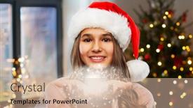  Presentation with dust - PPT layouts enhanced with winter-holidays-and-people-concept background and a soft green colored foreground