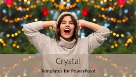  Presentation with young happy people smiling - Beautiful slide set featuring winter-holidays-and-people-concept backdrop and a coral colored foreground