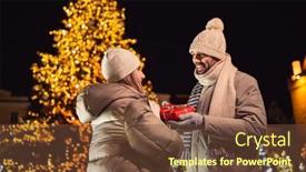  Presentation with christmas holidays - Presentation design with winter-holidays-and-people-concept background and a  colored foreground