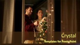  Presentation with happy holidays - Slide set with winter-holidays-and-people-concept background and a  colored foreground