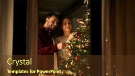  Presentation with christmas holidays - PPT theme featuring winter-holidays-and-people-concept background and a tawny brown colored foreground