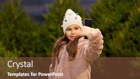  Presentation with christmas girl - Audience pleasing presentation theme consisting of winter-holidays-children-and-people backdrop and a coral colored foreground