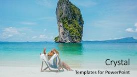  Presentation with beautiful skin and beach - Colorful theme enhanced with winter holidays in the sun backdrop and a light blue colored foreground