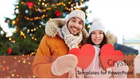  Presentation with happy holidays - Slide deck consisting of winter-holidays-love-and-people background and a coral colored foreground