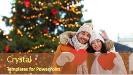  Presentation with happy holidays - Cool new slides with winter-holidays-love-and-people backdrop and a red colored foreground