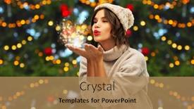  Presentation with christmas magic - Colorful PPT theme enhanced with winter-holidays-magic-and-people backdrop and a coral colored foreground