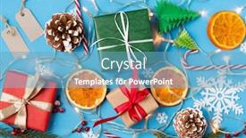  Presentation with blue lights - Beautiful slide set featuring holidays new year and christmas backdrop and a teal colored foreground