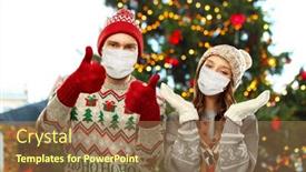  Presentation with face masks - Audience pleasing PPT layouts consisting of winter-holidays-pandemic-and-health backdrop and a coral colored foreground
