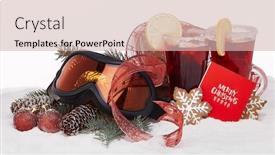  Presentation with fruit tree - Slide deck enhanced with winter holidays still life with fir tree branch ski glasses fruit tea gingerbread cookies and christmas decorations lying on snow on a white background with copy space christmas greeting card background and a soft green colored foreground