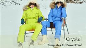  Presentation with resort - Presentation design with winter-holidays-two-beautiful-girls background and a  colored foreground