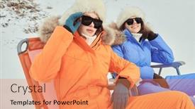  Presentation with holidays - PPT theme having winter-holidays-two-beautiful-girls background and a  colored foreground