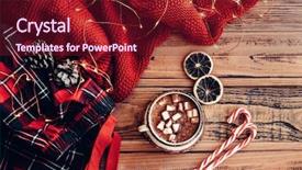  Presentation with led lights - Slide set consisting of winter homely scene warm knit background and a tawny brown colored foreground