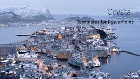  Presentation with norway - Theme featuring winter-in-alesund-city-norway background and a light blue colored foreground