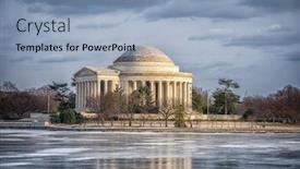  Presentation with winter - PPT theme with winter in washington dc jefferson memoriall at frosty day background and a light blue colored foreground