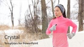  Presentation with winter - Slides with runner running breathing cold air background and a lemonade colored foreground