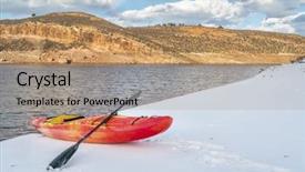  Presentation with fort - Colorful PPT theme enhanced with winter kayaking in colorado - red whitewater kayak on shore of horsetooth reservoir near fort collins backdrop and a coral colored foreground