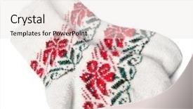  Presentation with socks - Audience pleasing PPT layouts consisting of winter knitted woolen socks isolated on white background backdrop and a sky blue colored foreground