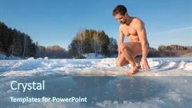  Presentation with lake ice - Cool new PPT layouts with winter lake in the ice backdrop and a  colored foreground