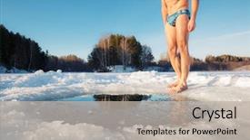  Presentation with lake ice - Beautiful slide deck featuring winter lake in the ice backdrop and a mint green colored foreground