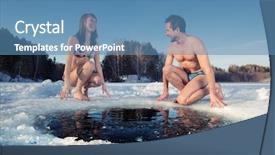  Presentation with lake ice - Slide set featuring winter lake in the ice background and a teal colored foreground