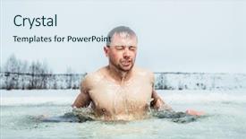  Presentation with lake ice - PPT theme featuring winter lake in the ice background and a  colored foreground