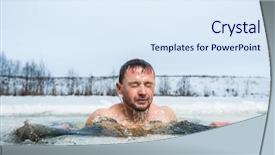  Presentation with lake ice - Cool new PPT theme with winter lake in the ice backdrop and a sky blue colored foreground