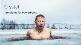  Presentation with winter ice - Amazing PPT layouts having winter lake in the ice backdrop and a sky blue colored foreground