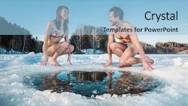  Presentation with lake ice - Slide set with winter lake in the ice background and a light blue colored foreground