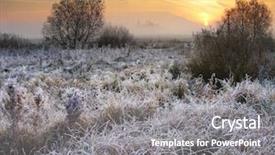  Presentation with land - PPT theme having winter land - frosted autumn meadow at dawn background and a gray colored foreground