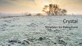  Presentation with dawn - Audience pleasing slides consisting of winter land - frosted autumn meadow at dawn backdrop and a light gray colored foreground