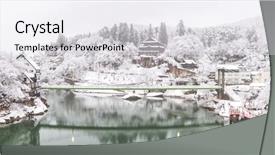  Presentation with japan - PPT layouts enhanced with winter landcape with lake background and a white colored foreground