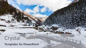  Presentation with forest winter - Amazing PPT theme having winter-landscape-and-forest-covered backdrop and a light gray colored foreground