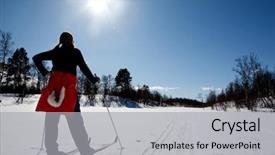  Presentation with country - Audience pleasing presentation theme consisting of winter landscape cross country backdrop and a light gray colored foreground