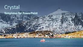  Presentation with norway - PPT theme with winter-landscape-in-lofoten-archipelago background and a ocean colored foreground