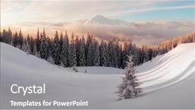  Presentation with mountains fantasy abstract nature landscape - Colorful presentation design enhanced with winter landscape in snowy mountain backdrop and a gray colored foreground